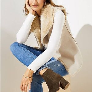 LOFT faux shearling reversible vest